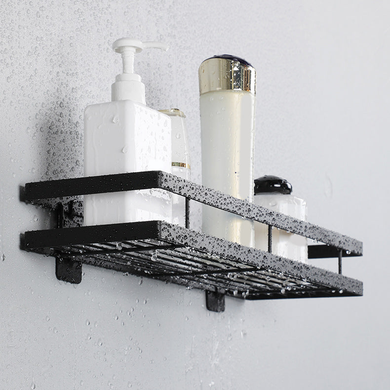 2-Piece Bathroom Shelf Set in Matte Black Metal