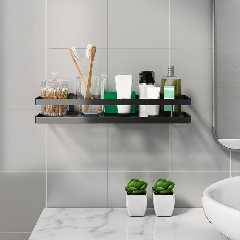 2-Piece Bathroom Shelf Set in Matte Black Metal