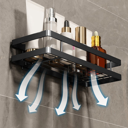 2-piece matte black metal bathroom shelf bathroom accessory set