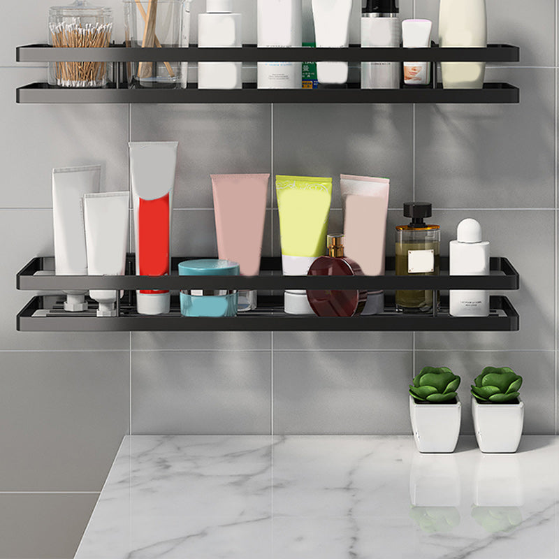 2-piece matte black metal bathroom shelf bathroom accessory set