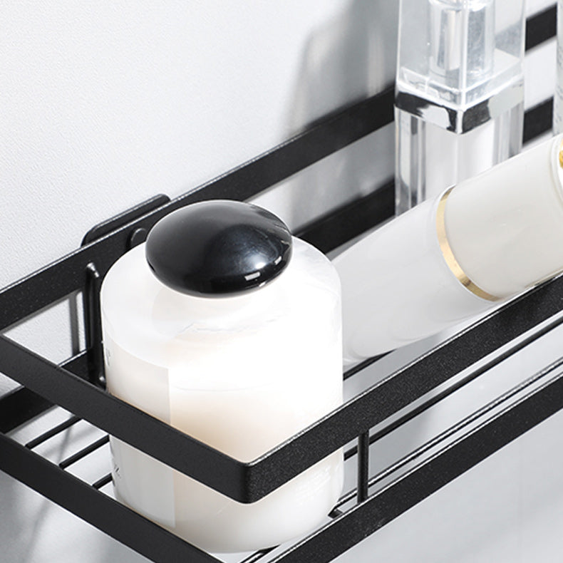 2-piece matte black metal bathroom shelf bathroom accessory set
