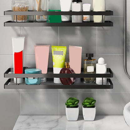 2-Piece Bathroom Shelf Set in Matte Black Metal