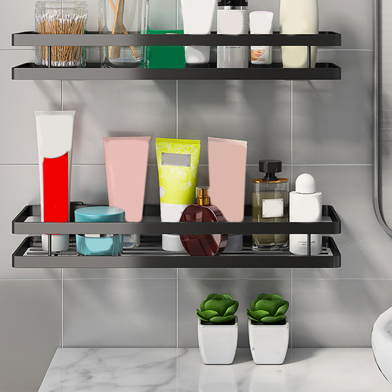 2-piece matte black metal bathroom shelf bathroom accessory set