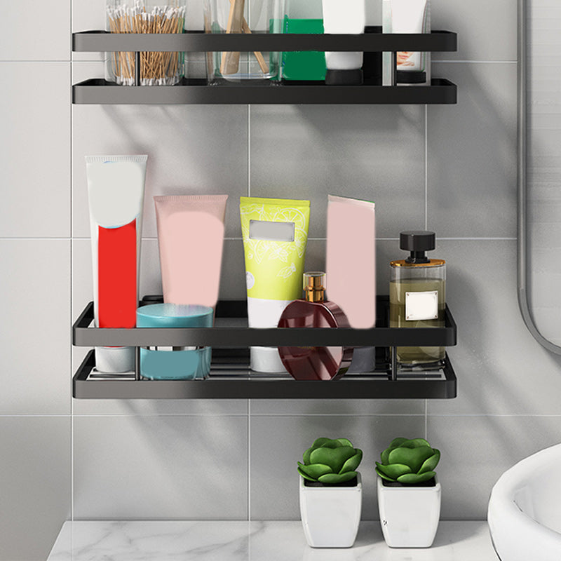 2-piece matte black metal bathroom shelf bathroom accessory set