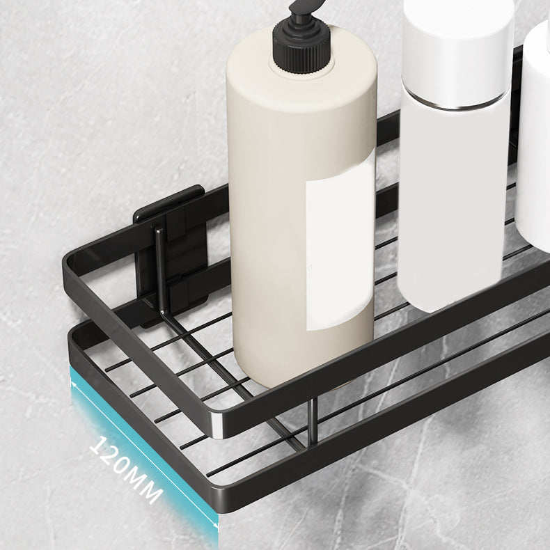 2-Piece Bathroom Shelf Set in Matte Black Metal