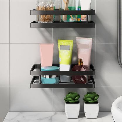2-piece matte black metal bathroom shelf bathroom accessory set