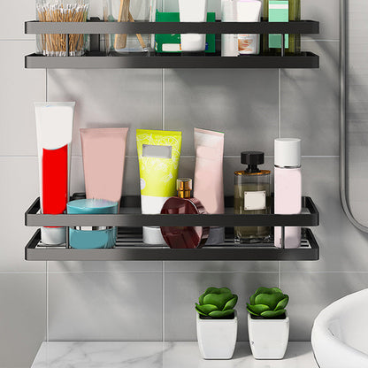 2-Piece Bathroom Shelf Set in Matte Black Metal