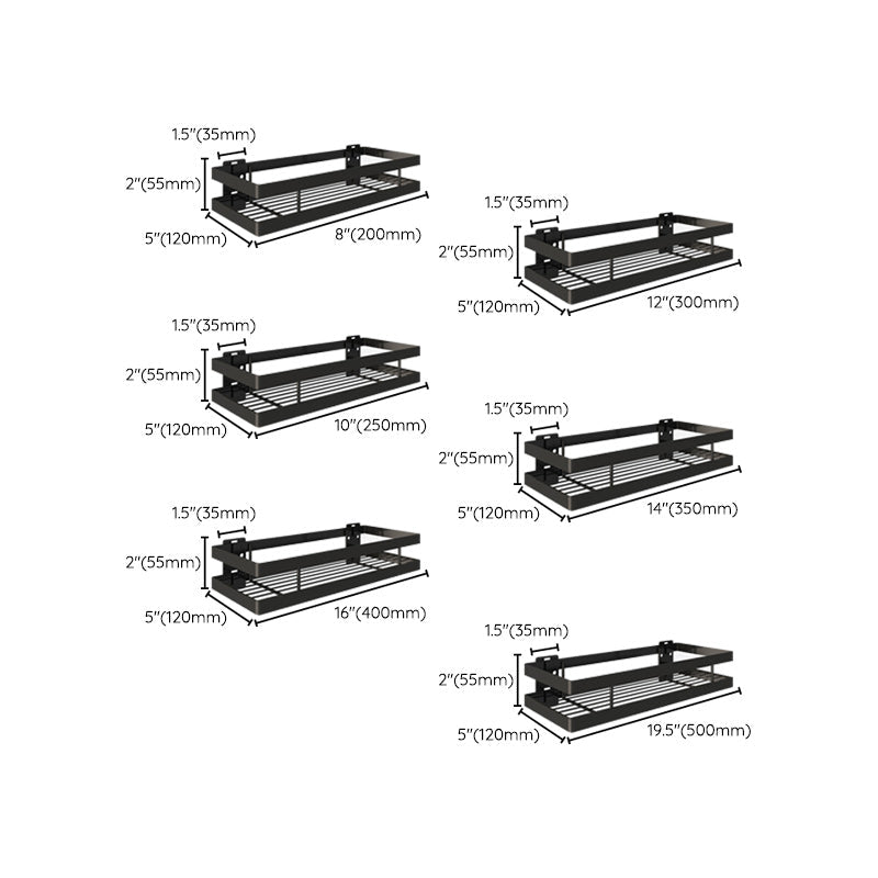 2-Piece Bathroom Shelf Set in Matte Black Metal