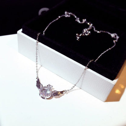 Skanto | Angel Wings Necklace – Titanium Steel Pendant with Rhinestones
