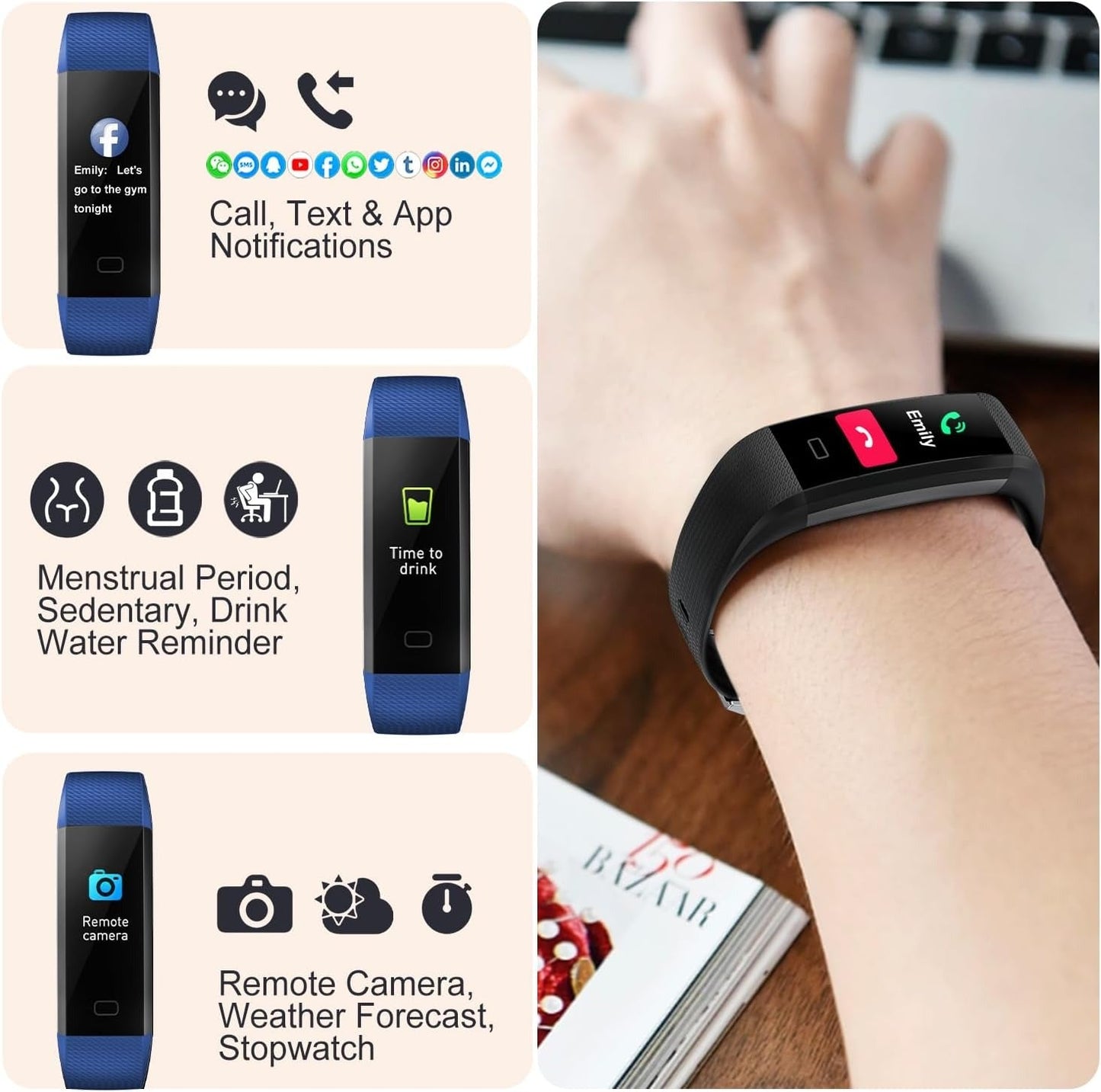 Skanto | Blood Pressure & Heart Rate Monitor Smartwatch | Waterproof, Sleep Tracking & Fitness Insights for Daily Health Management