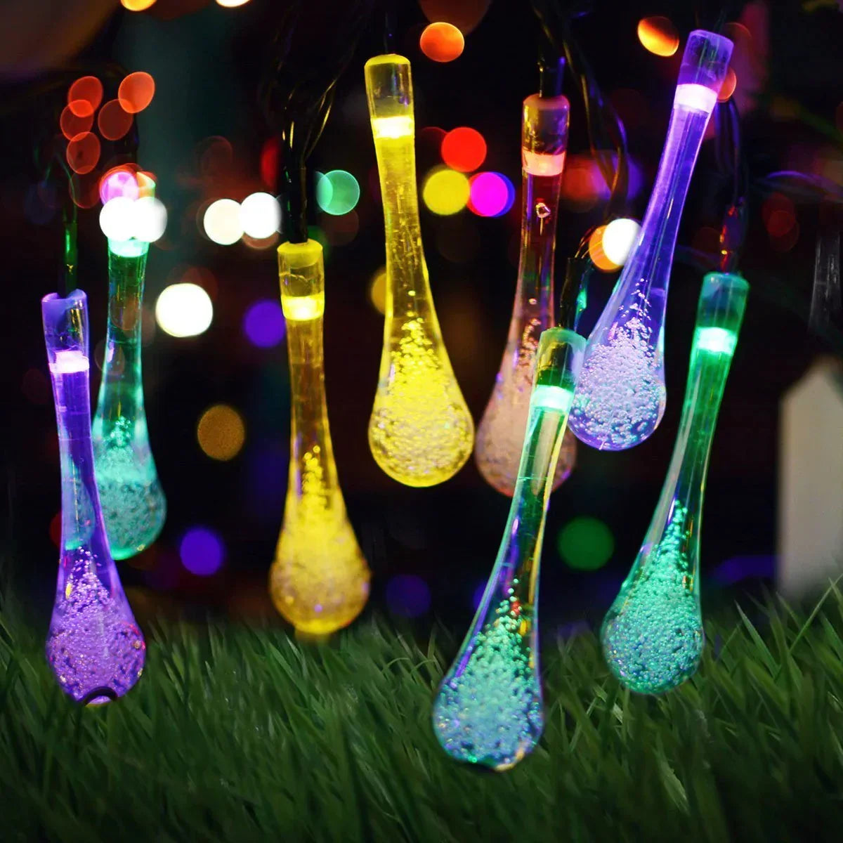 Outdoor Solar String Lights, Garden Decor LED Water Drop Waterproof Lights | Bowlift