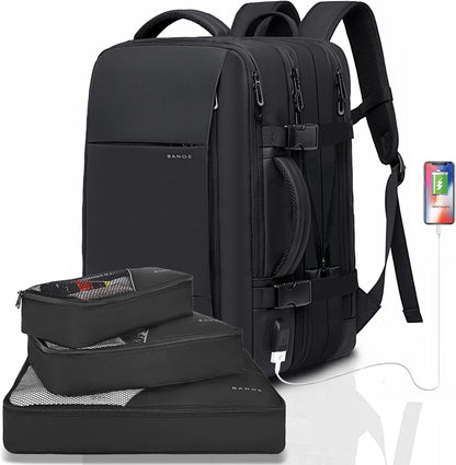 Expandable 26-45L waterproof travel backpack with laptop compartment & duffle carry | Karnz