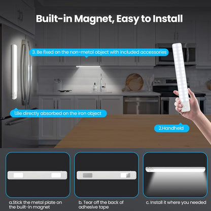 Skanto | Qtshine 80Led Motion Sensor Under Cabinet Light, Usb C Rechargeable, 12.6" Battery Powered, White