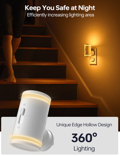 Skanto Skanto | Kindeep Amber Night Light with Dusk to Dawn Sensor, Dimmable 5-120Lm, 2 Pack for Bedroom &