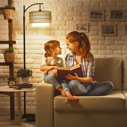 BowLift | Arc Floor Lamp with Remote Control & Dual Shades – Norvella