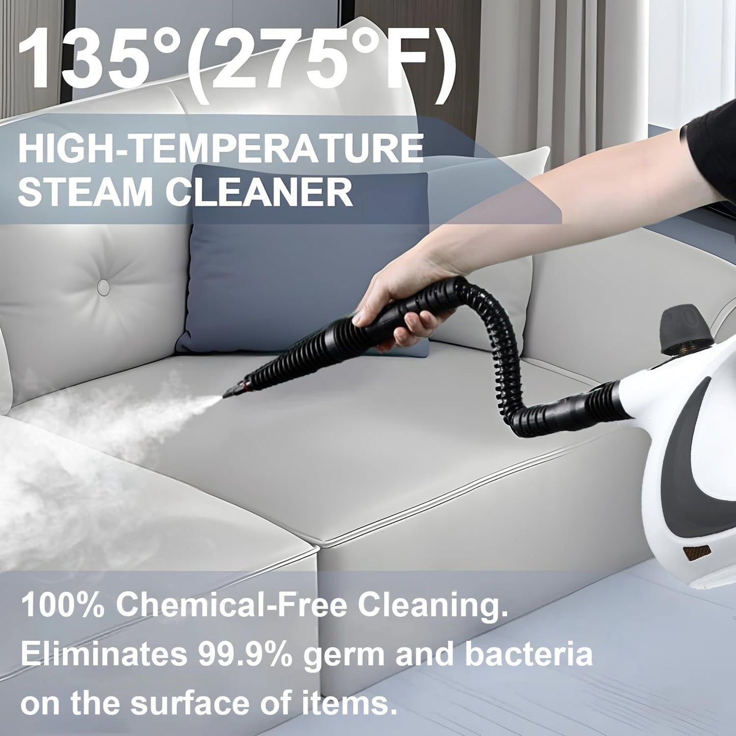 High-pressure handheld steam cleaner with 8-piece accessory set – Valtira