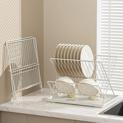 BowLift | Folding Dish Drying Rack – 2-Tier Countertop Drainer with Detachable Tray – Kelvra