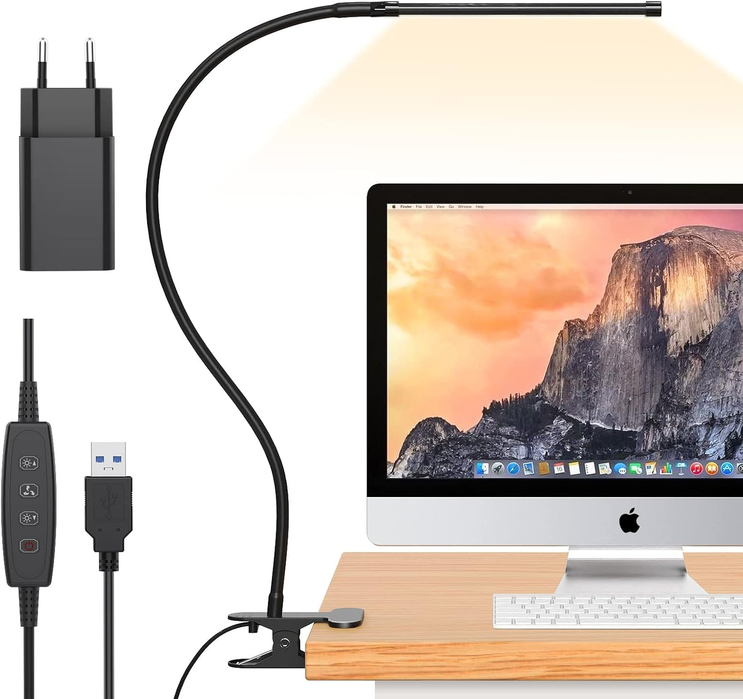 BowLift | Serava 77 LED Desk Clamp Lamp with USB Power & Flexible Gooseneck