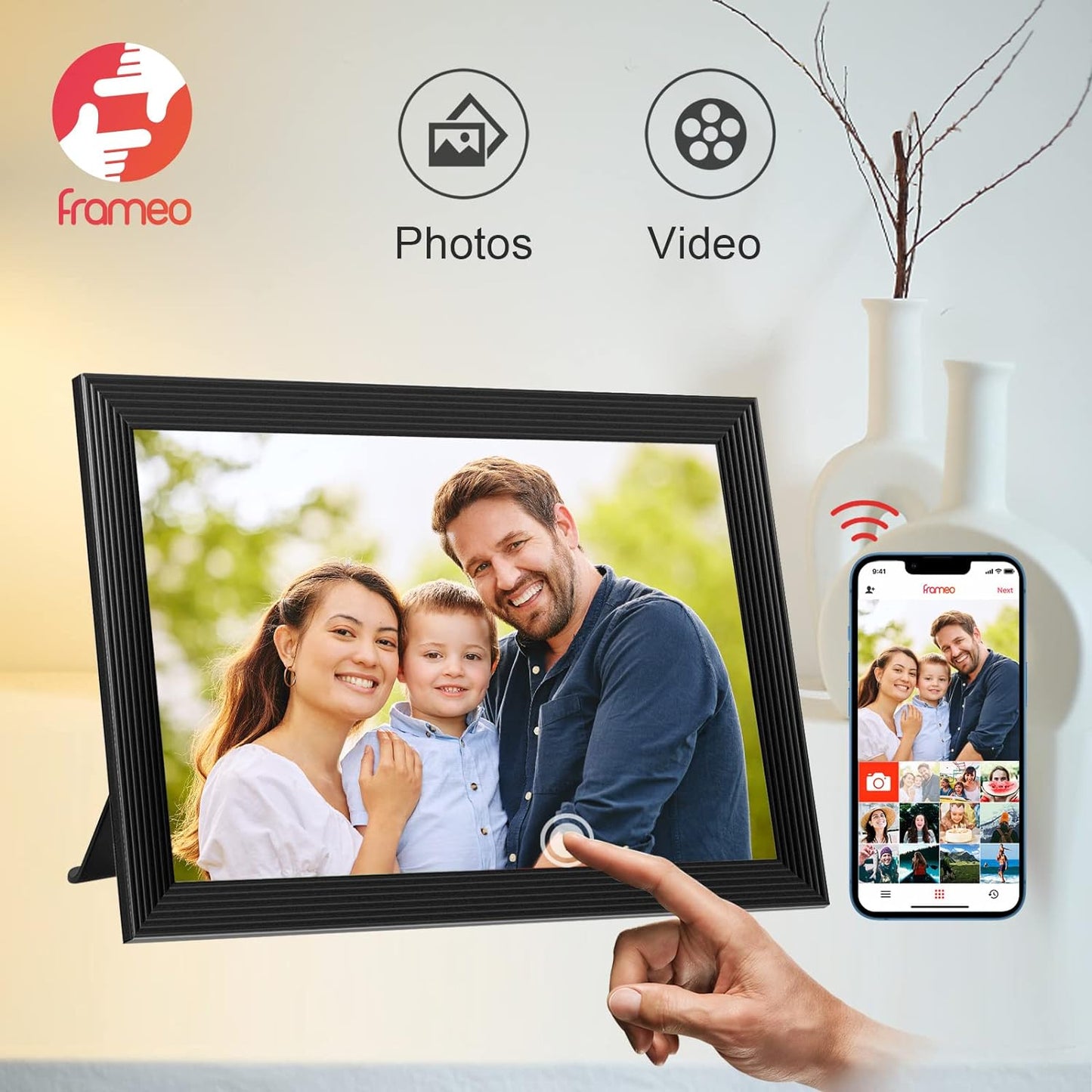 BowLift | High-Resolution Digital Photo Frame Top-Rated Electric Picture Frame with Video Playback and Camera Features