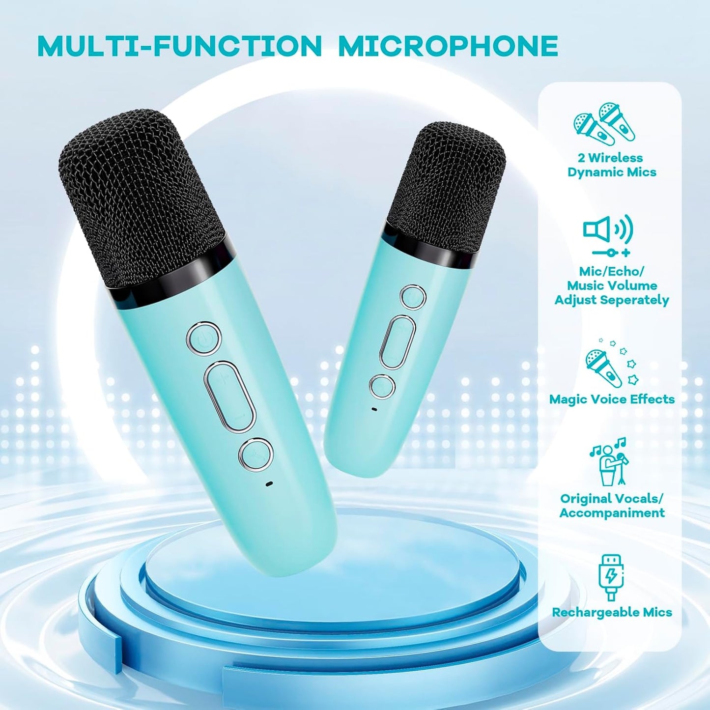 Skanto | Portable Mini Karaoke Machine with Bluetooth Speaker and 2 Wireless Microphones – Veylo