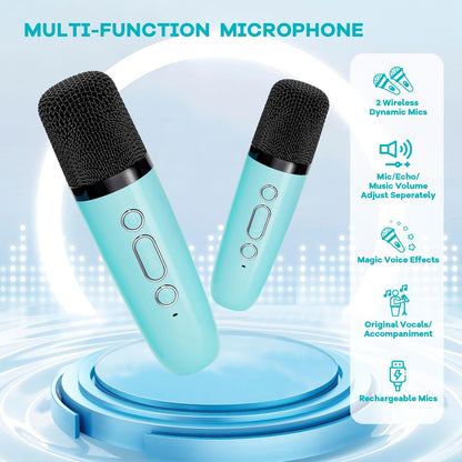 Skanto | Portable Mini Karaoke Machine with Bluetooth Speaker and 2 Wireless Microphones – Veylo
