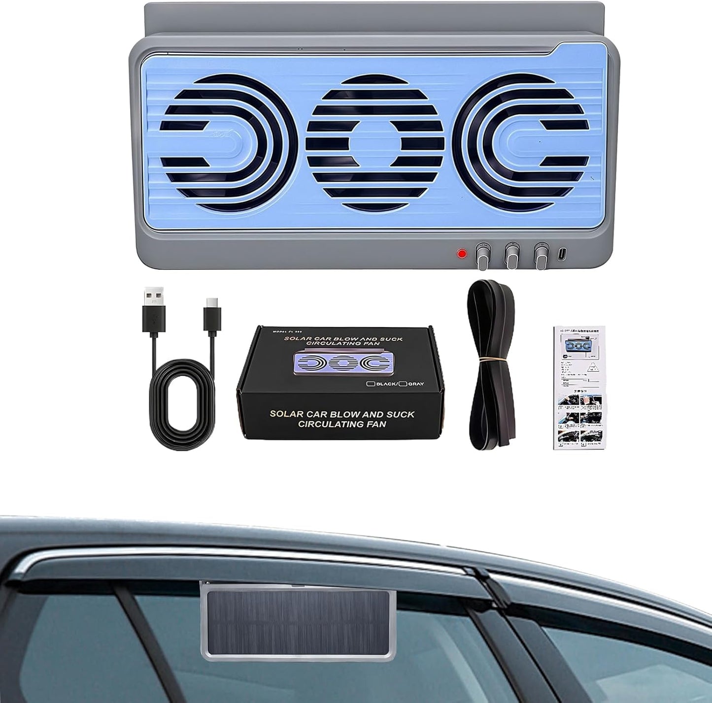 BowLift | Solar Car Window Fan – Dual Duct Ventilation Exhaust & Cooling Accessory – Aurovent