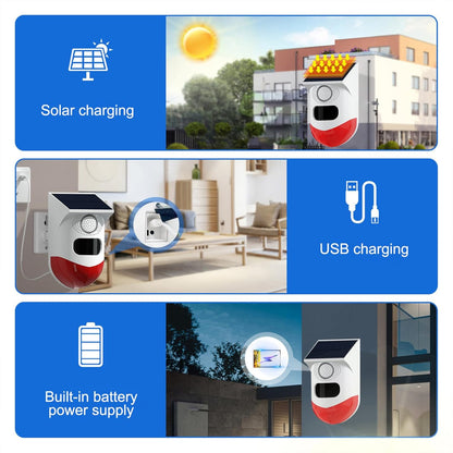 BowLift | Solar Motion Sensor Alarm with 120dB Siren and LED Strobe – Feronix