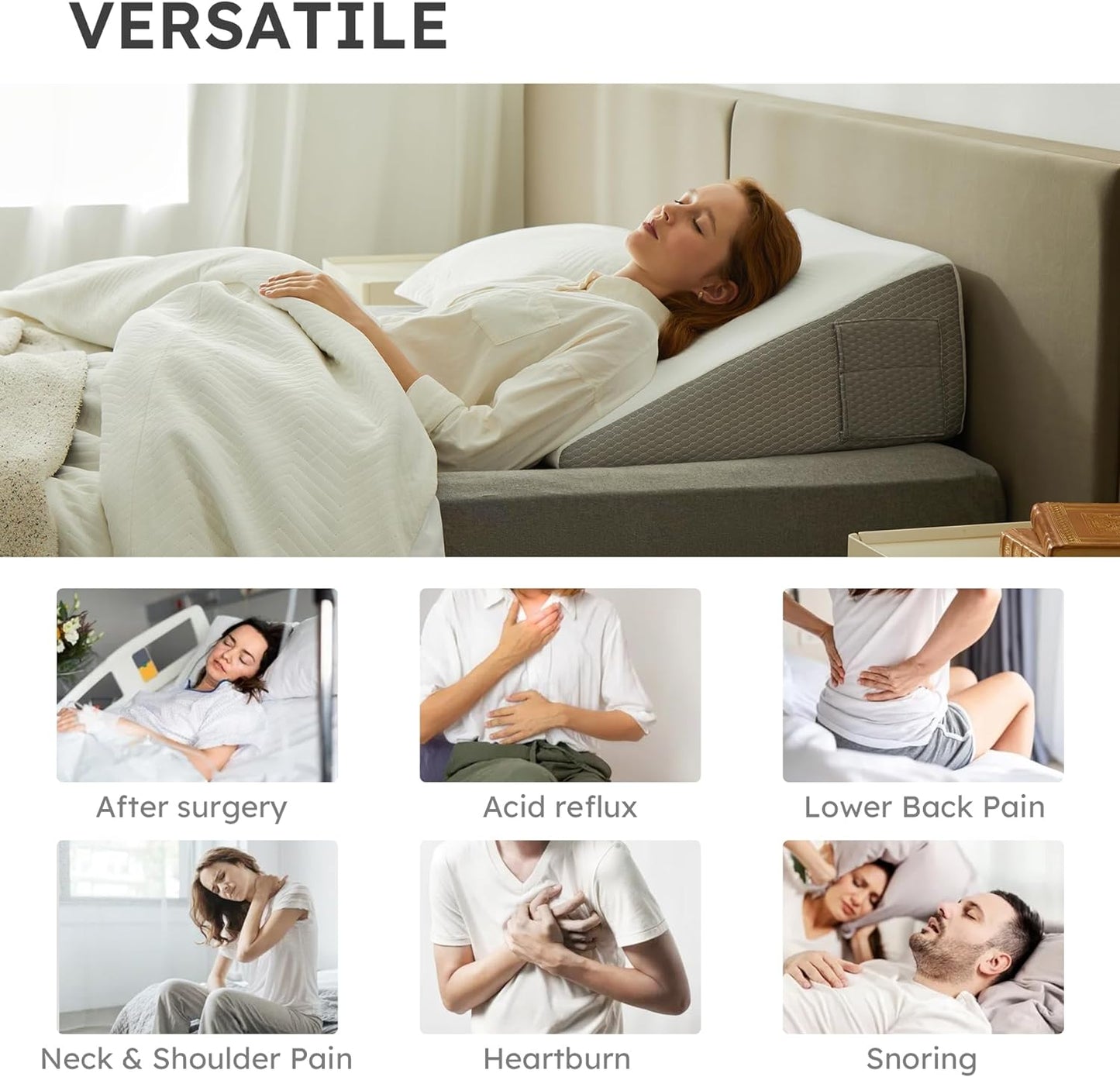 Skanto | Deluxe Squat Support Pillow | Cooling Gel Memory Foam, Removable Cover & Ideal for Back Pain and Acid Reflux