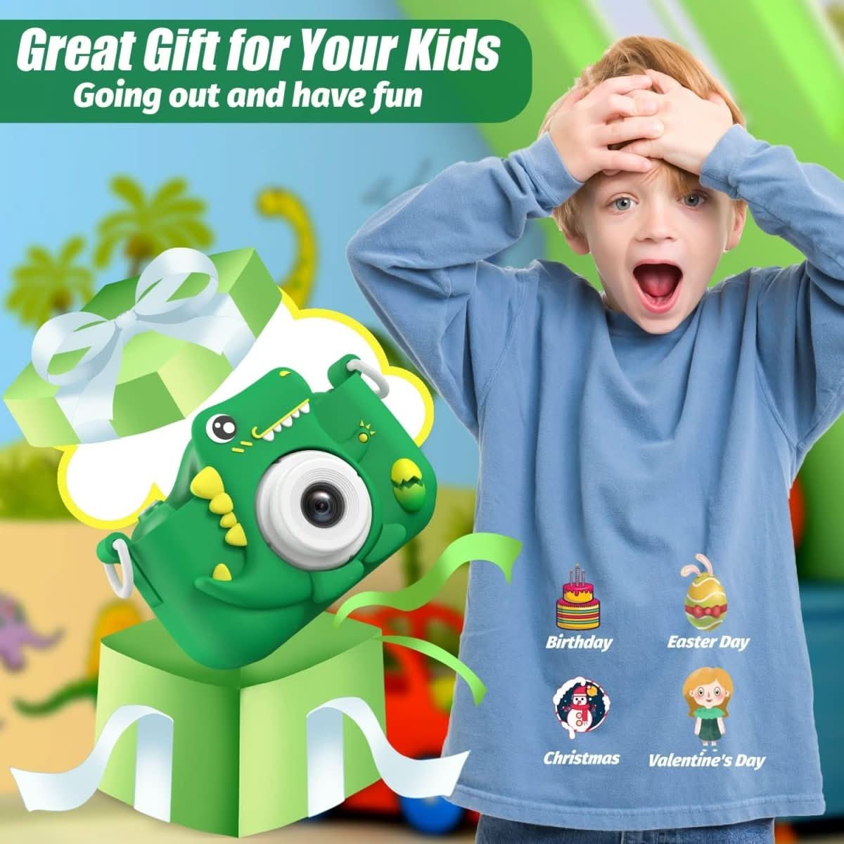 Skanto | PhotoDino – Dinosaur Kids Camera with 1080p HD & Selfie Function