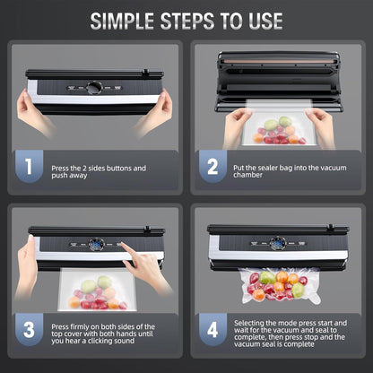 Brehn | Professional 8-in-1 Vacuum Sealer | Integrated Precision Cutter | Modes for Dry & Moist Foods | Airtight LED Sealing System | Incl. 15 Vacuum Bags