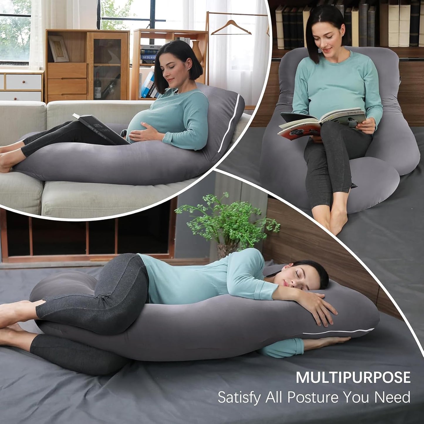 Skanto | J-Shaped Pregnancy Support Pillow for Side Sleeping and Nursing