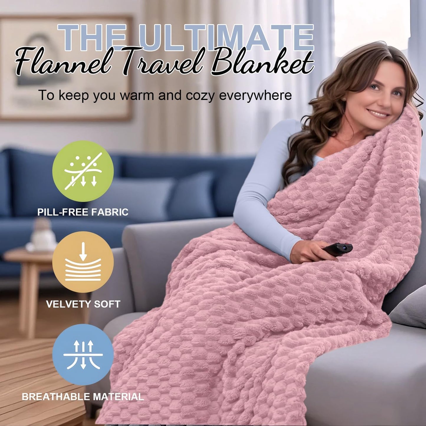 BowLift | Packable Flannel Travel Blanket with Pillow Bag and Luggage Sleeve – Trevora