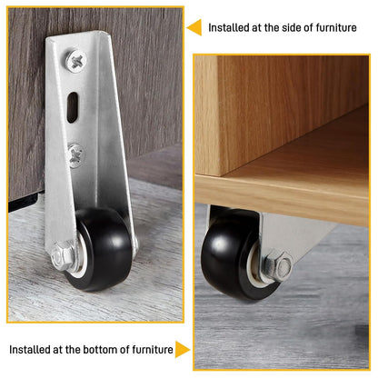 Low-Profile Side-Mount Caster Wheels for Furniture Bowlift