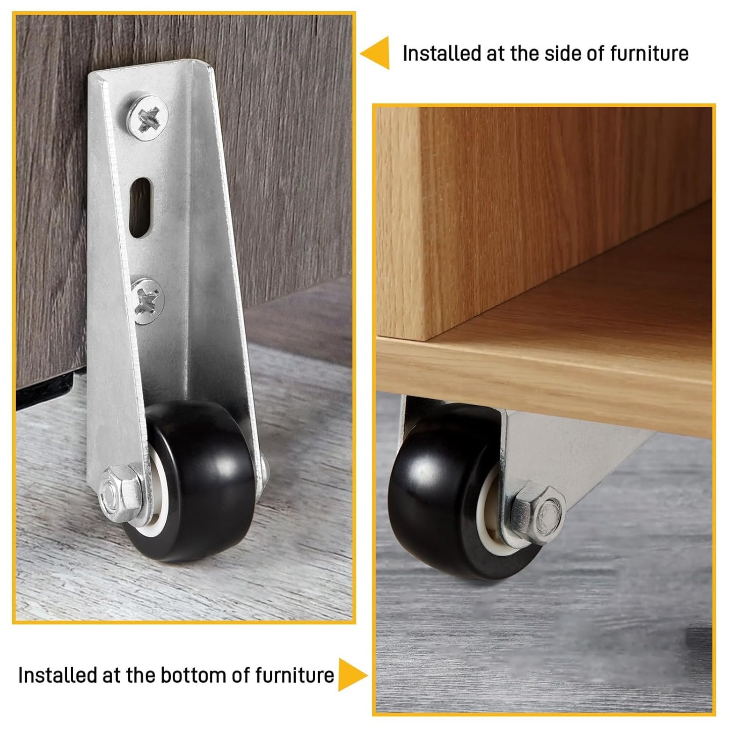 Low-profile side-mount swivel casters for furniture Karnz
