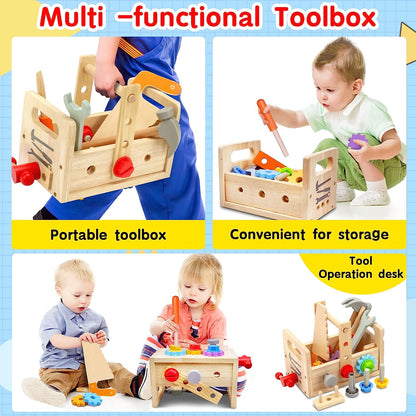 Wooden Toddler Tool Set - Creative Play Fun with the Wooden Toolbox