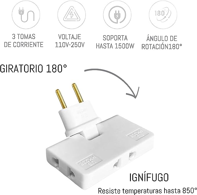 Skanto | 180° Swivel 3-Way Outlet (EU Plug)