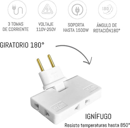 Skanto | 180° Swivel 3-Way Outlet (EU Plug)