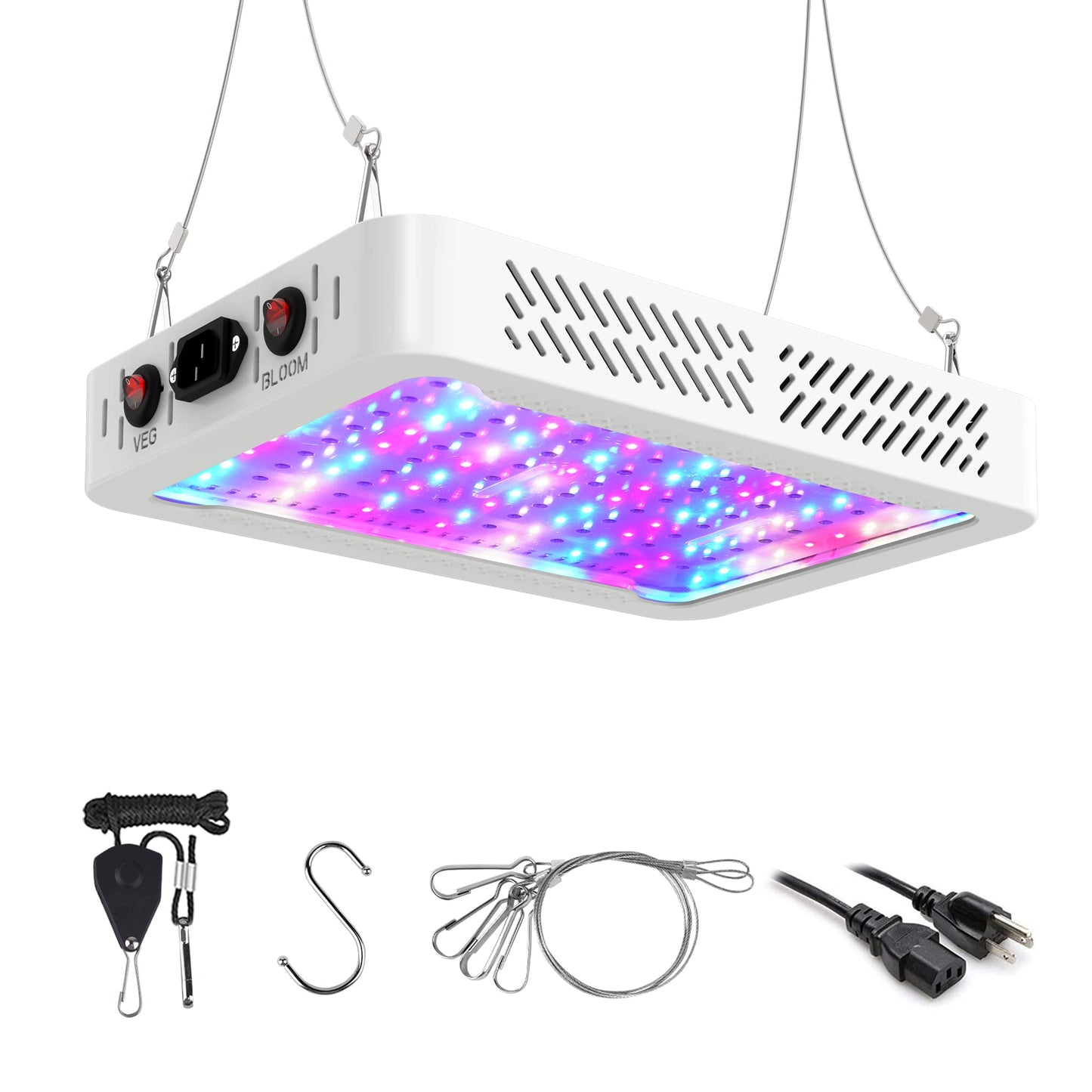 Skanto | Beelux 1000W LED Grow Light for Indoor Plants Full Spectrum Upgrade Dual Switch & Dual Chip Daisy Chain Plant Grow Light for Seedling Growth and Flowering Greenhouse (Actual Power 110W)