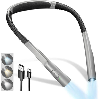 Brehn | LED Neck Reading Lamp, Book Light for Reading in Bed, 3 Colors, 6 Brightness Levels, Bendable Arm, Rechargeable, Durable, Perfect for Reading, Knitting, Camping, Repairing