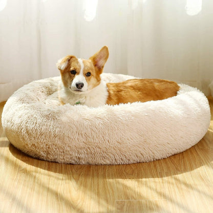 Brehn | Round Plush Calming Donut Dog Bed for Small to Large Dogs