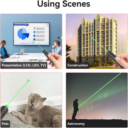 Skanto | Rechargeable Green Laser Pointer Outdoor Metal Flashlight