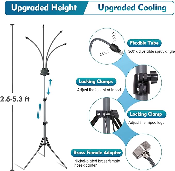 BowLift | Standing misting system - adjustable height outdoor patio mister for cooling decks, porches, and backyards