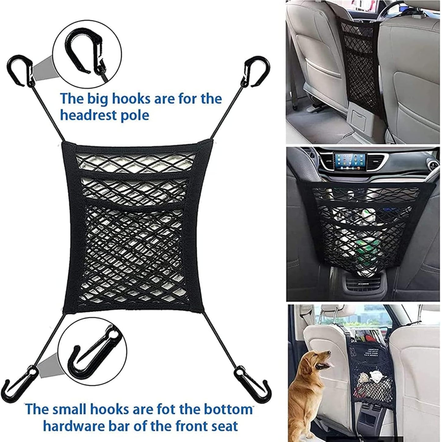 BowLift | Stretchable Car Seat Divider & Storage Net with Pet Barrier