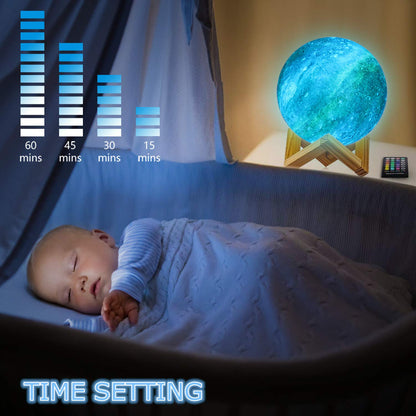 Skanto | Logrotate 7" 3D Moon Lamp - 16 Color LED Night Light with Remote Control, USB Rechargeable, Gift for Kids