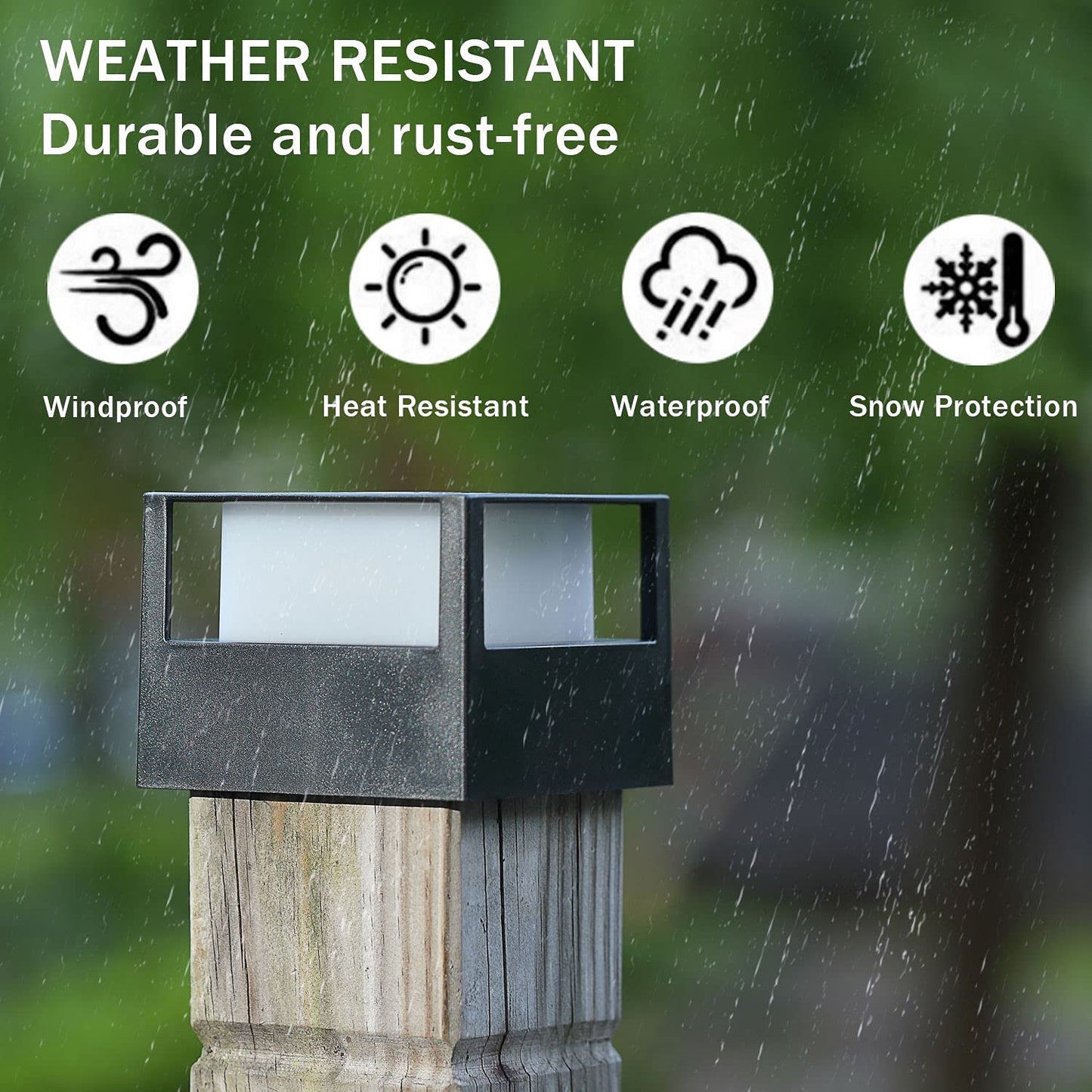 Skanto | VIEWSUN Solar Post Lights 4 Pack - Waterproof LED Fence Lights for 4X4, 5X5, 6X