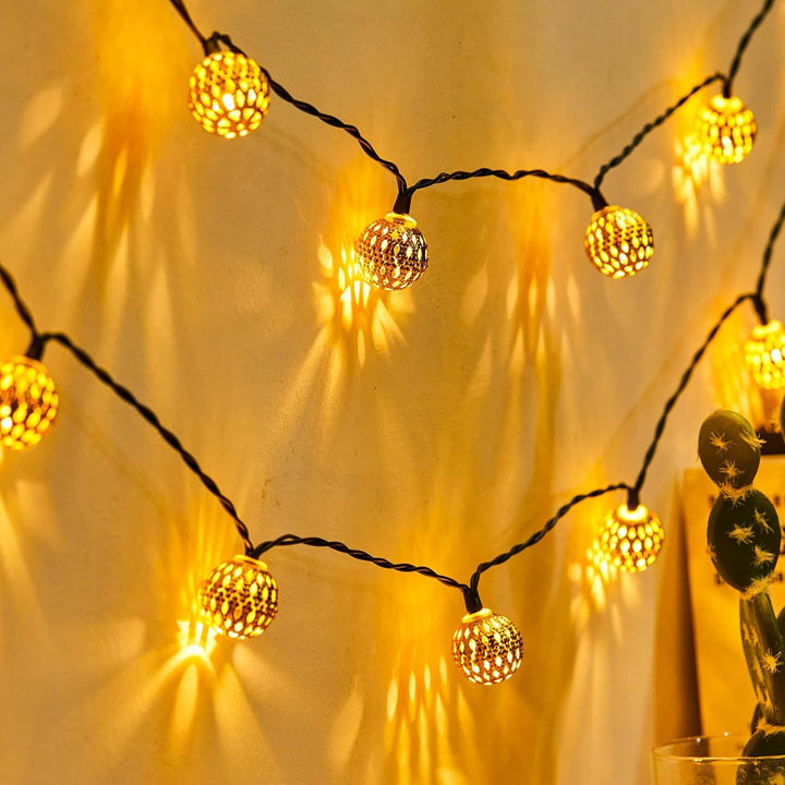Skanto | Moroccan Waterproof Solar String Lights, 12m, 100 LED Bulbs, 8m