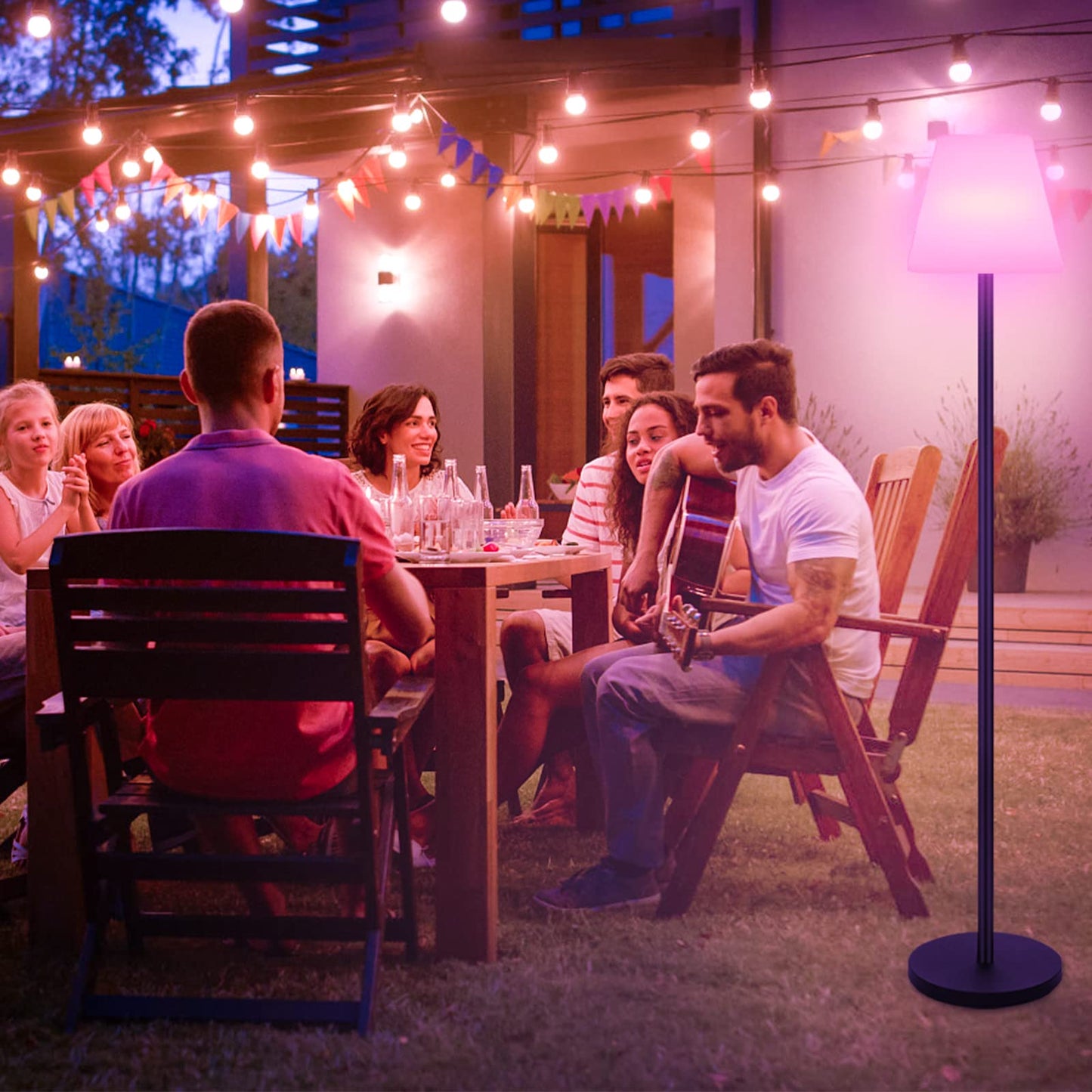 Skanto | Gewiny Solar Powered Outdoor Floor Lamp - Dimmable LED, Waterproof, Wireless for Patio & Garden