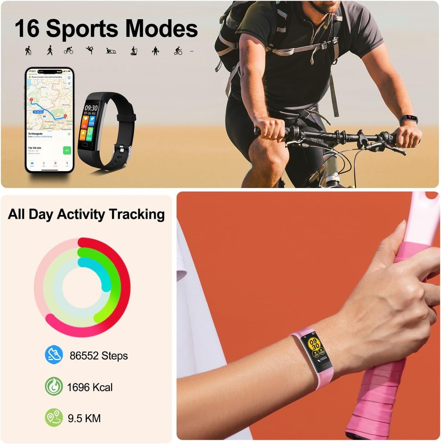 Skanto | Blood Pressure & Heart Rate Monitor Smartwatch | Waterproof, Sleep Tracking & Fitness Insights for Daily Health Management