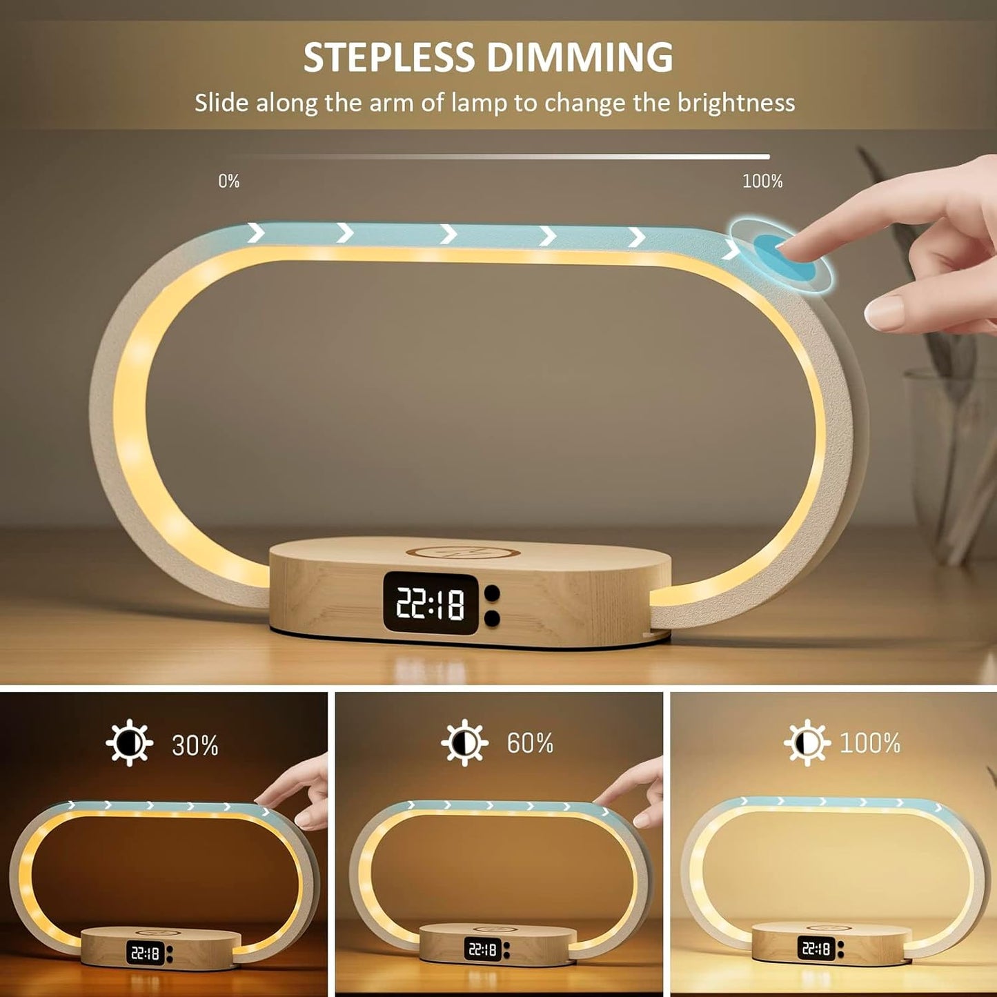 Skanto | Wireless Charging Bedside Lamp with Clock – Lumora