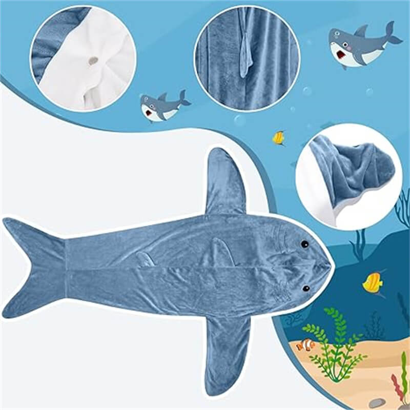 Plush Shark Blanket Hoodie – Comfortable wearable blanket